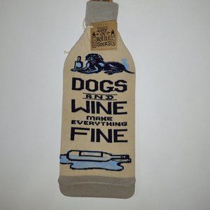 Bottle Cover – Dogs And Wine, 3.50" x 11.25" - Fits 750mL to 1.5L - Brown - PBK.